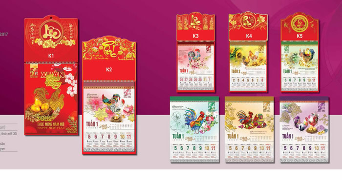 In Lịch Tết, lịch treo tường 2017