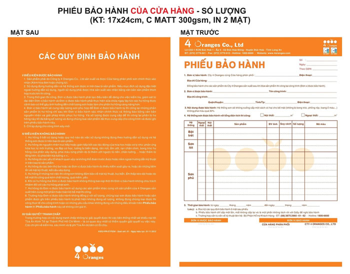 In phiếu bảo hành giá rẻ